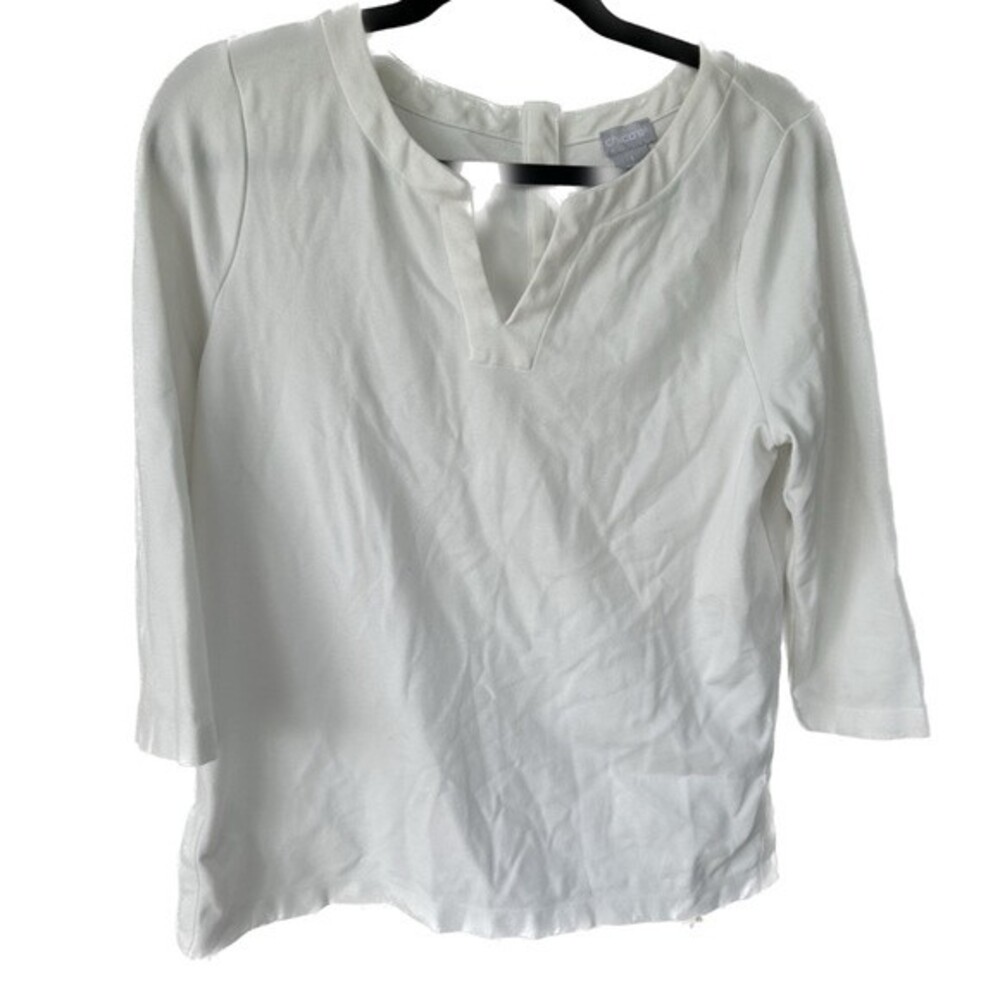 Chico's Women's Pullover Split Neck Half Sleeve E… - image 1